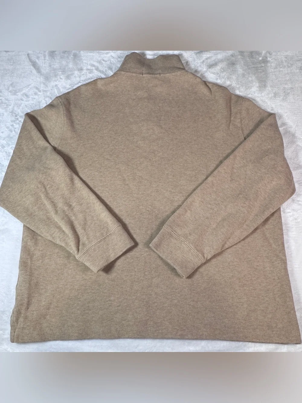 Polo Ralph Lauren Men’s XL Beige Tan Quarter Zip Pullover Sweater Pony